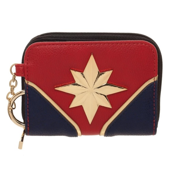 Captain Marvel Mini Bifold Wallet w Keychain - Picture 1 of 3